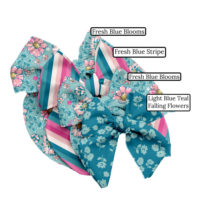 Fresh Blue Stripe Hair Bow Strips