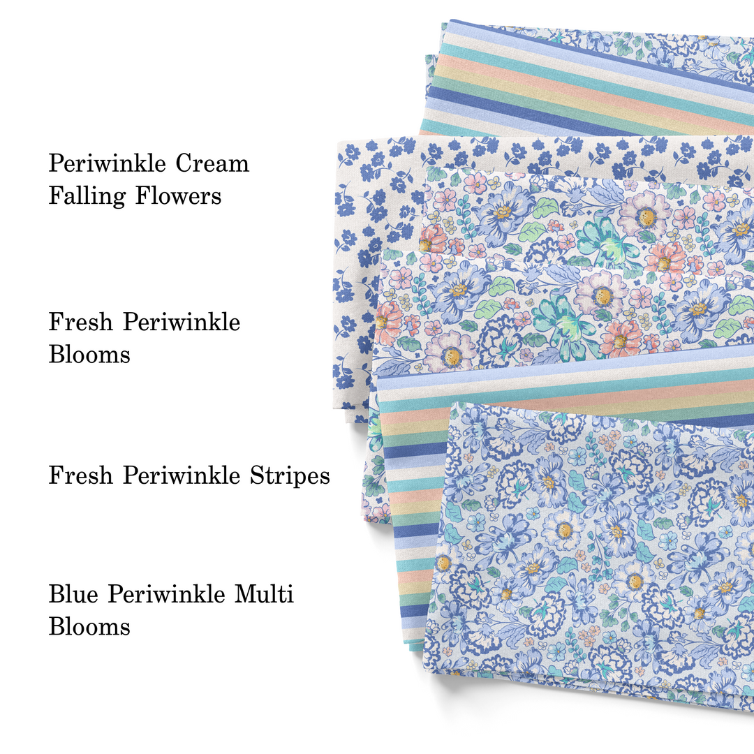 Fresh Periwinkle Blooms Fabric By The Yard