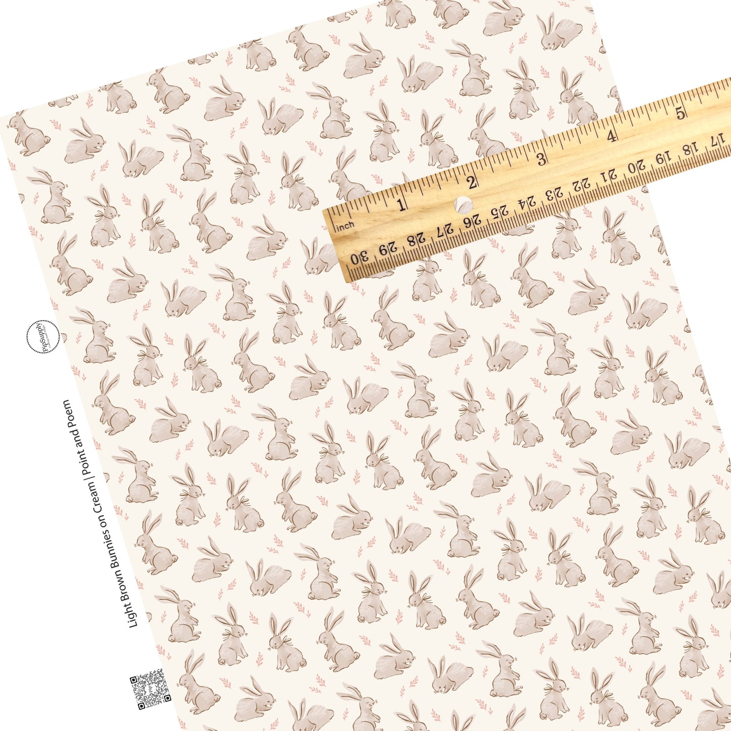 These spring pattern themed faux leather sheets contain the following design elements: light brown bunnies on cream. Our CPSIA compliant faux leather sheets or rolls can be used for all types of crafting projects.