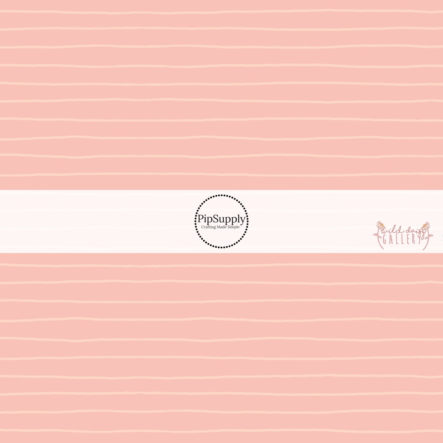 These stripe themed light pink fabric by the yard features small cream pinstripes on light peach.