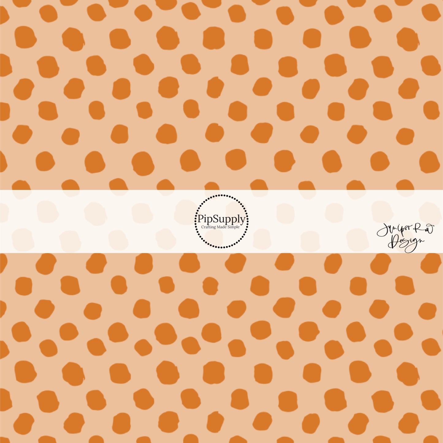 Scattered orange dots on beige hair bow strips