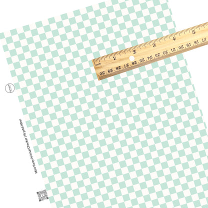 These checkered themed faux leather sheets contain the following design elements: cream and light mint checkered pattern. Our CPSIA compliant faux leather sheets or rolls can be used for all types of crafting projects.