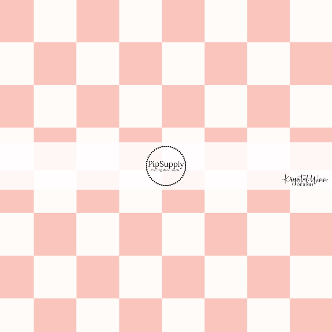 These checkered themed fabric by the yard features cream and light pink checkered pattern. This fun party themed fabric can be used for all your sewing and crafting needs! 