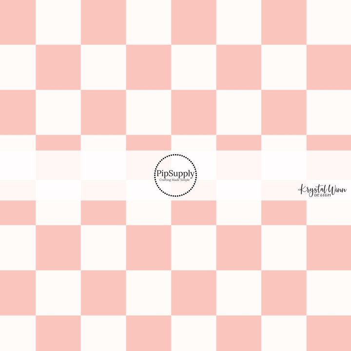 These checkered themed fabric by the yard features cream and light pink checkered pattern. This fun party themed fabric can be used for all your sewing and crafting needs! 