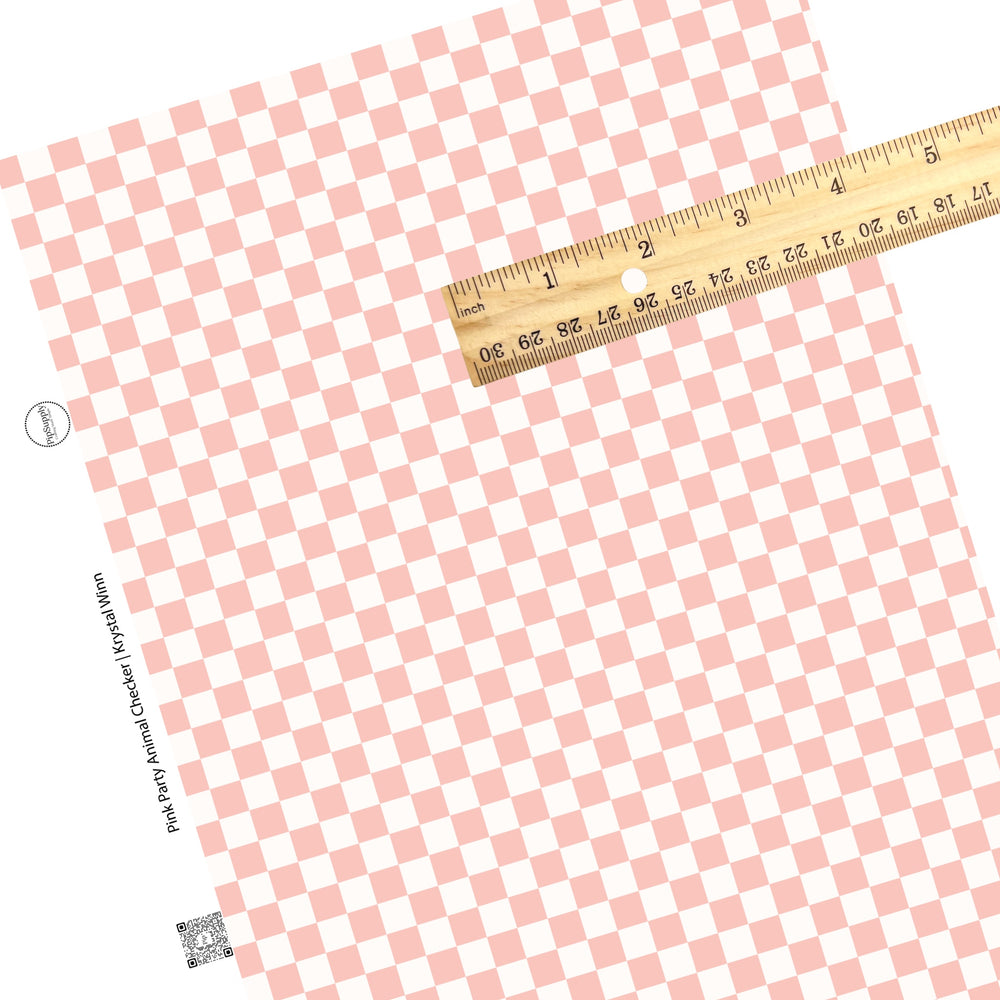 These checkered themed faux leather sheets contain the following design elements: cream and light pink checkered pattern. Our CPSIA compliant faux leather sheets or rolls can be used for all types of crafting projects.