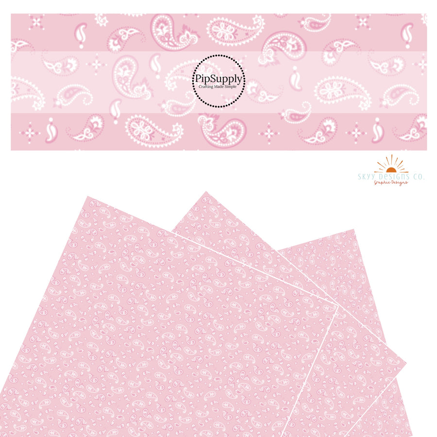 Light pink bandana pattern western themed faux leather sheet. 