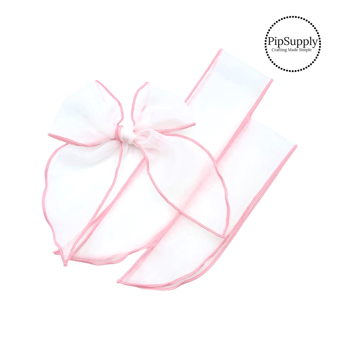 Light Pink and White Organza Fillable Shaker Bows