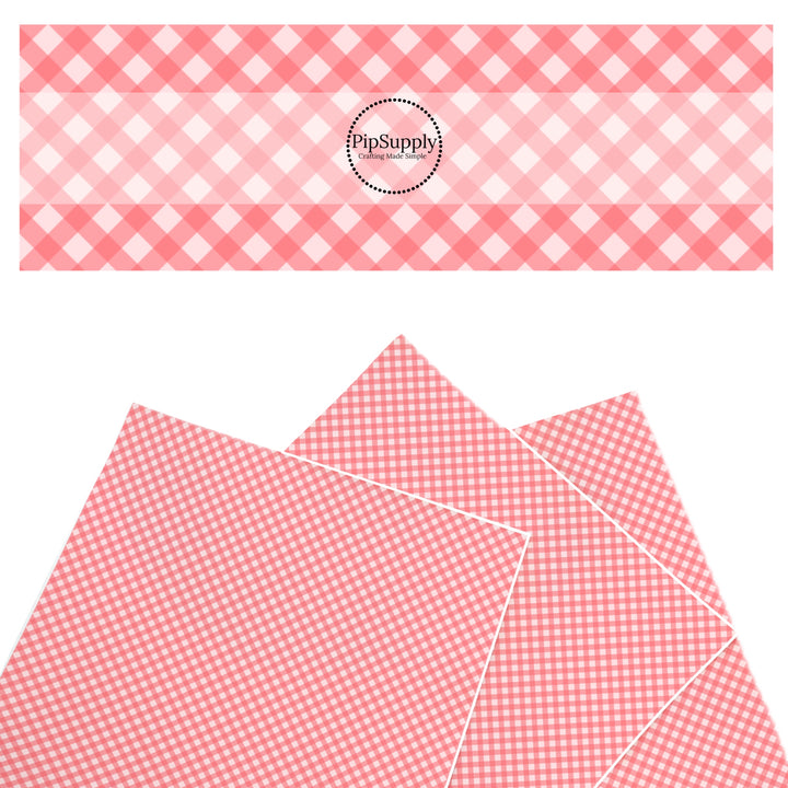 These spring themed faux leather sheets contain the following design elements: pink plaid pattern. Our CPSIA compliant faux leather sheets or rolls can be used for all types of crafting projects.