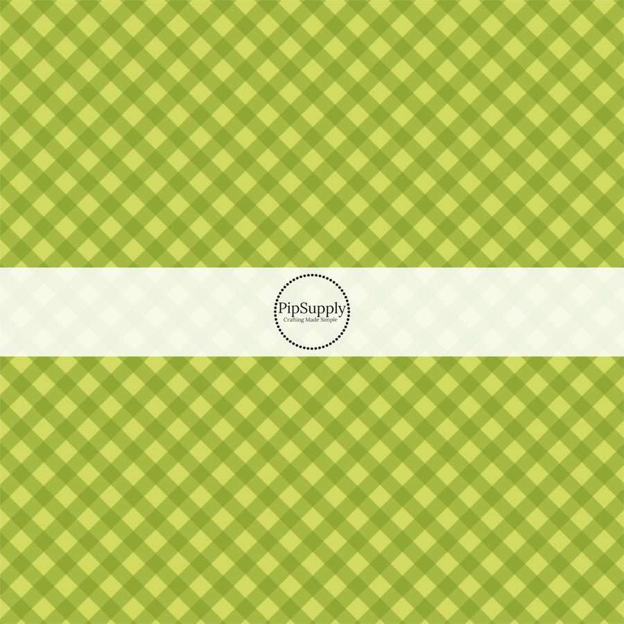 These spring fabric by the yard features green plaid pattern. This fun pattern fabric can be used for all your sewing and crafting needs!