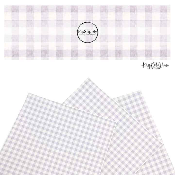 These Easter themed faux leather sheets contain the following design elements: lilac linen checker pattern. Our CPSIA compliant faux leather sheets or rolls can be used for all types of crafting projects.