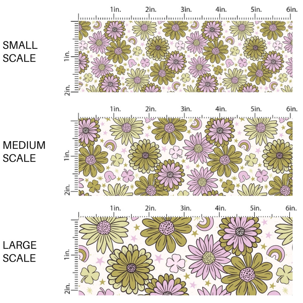 This holiday fabric by the yard features green and purple flowers. This festive pattern fabric can be used for all your sewing and crafting needs!