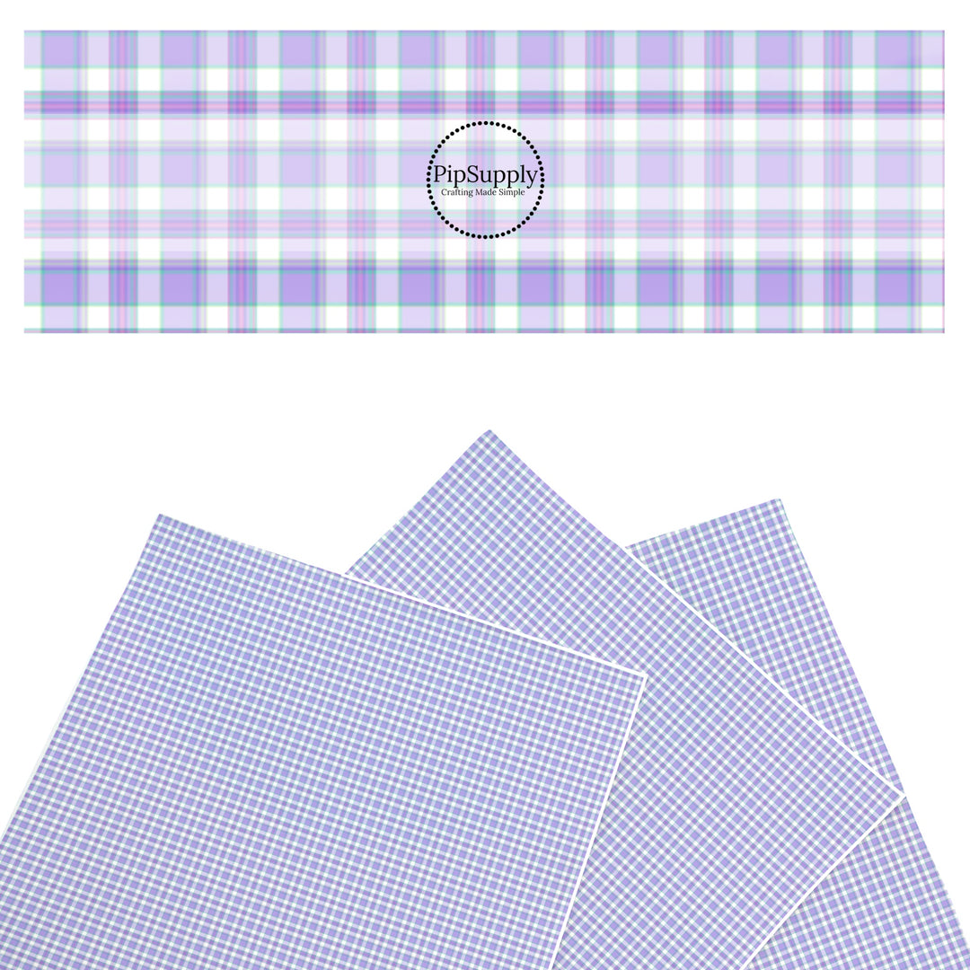 These spring themed faux leather sheets contain the following design elements: purple spring tartan pattern. Our CPSIA compliant faux leather sheets or rolls can be used for all types of crafting projects.