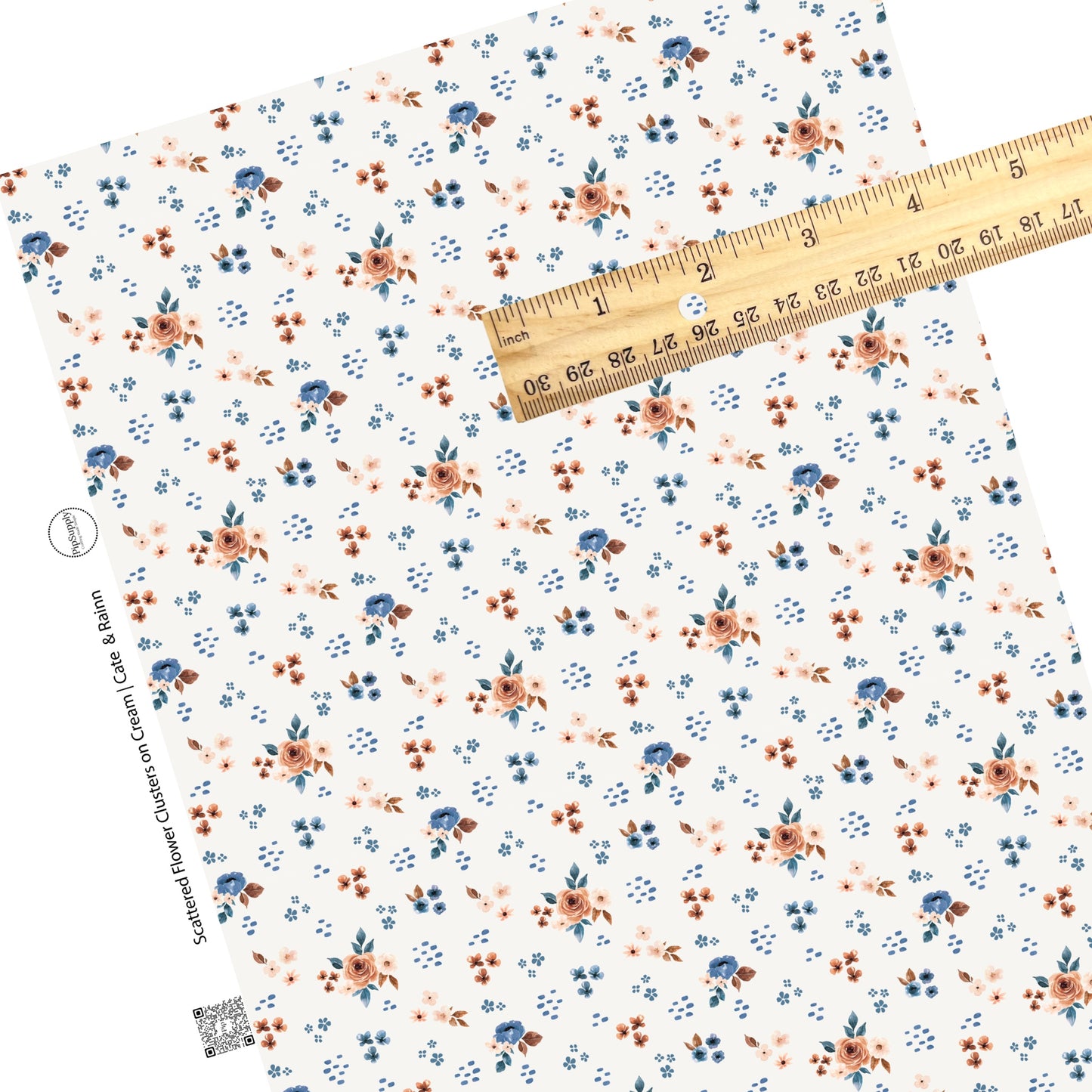 These floral themed cream faux leather sheets contain the following design elements: cream, pink, orange, and blue watercolor scattered floral flowers on cream. Our CPSIA compliant faux leather sheets or rolls can be used for all types of crafting projects. 
