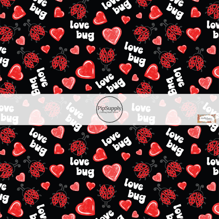 This holiday fabric by the yard features love bugs, lady bugs, and red hearts. This festive pattern fabric can be used for all your sewing and crafting needs!