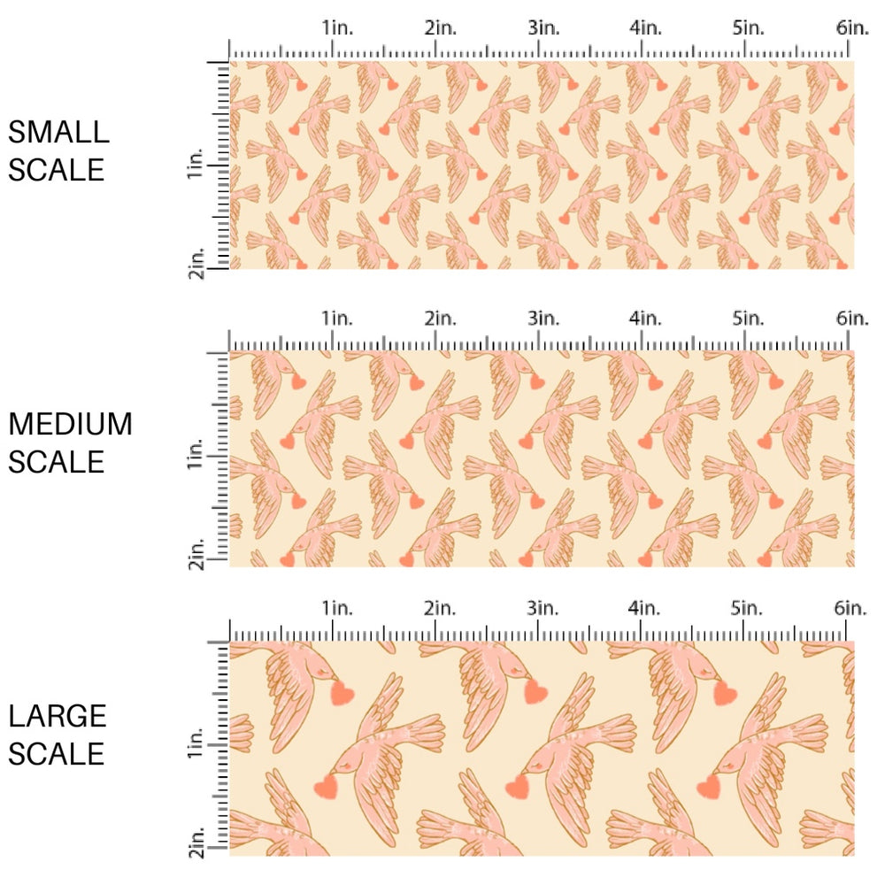 This holiday fabric by the yard features love doves on cream. This festive pattern fabric can be used for all your sewing and crafting needs!