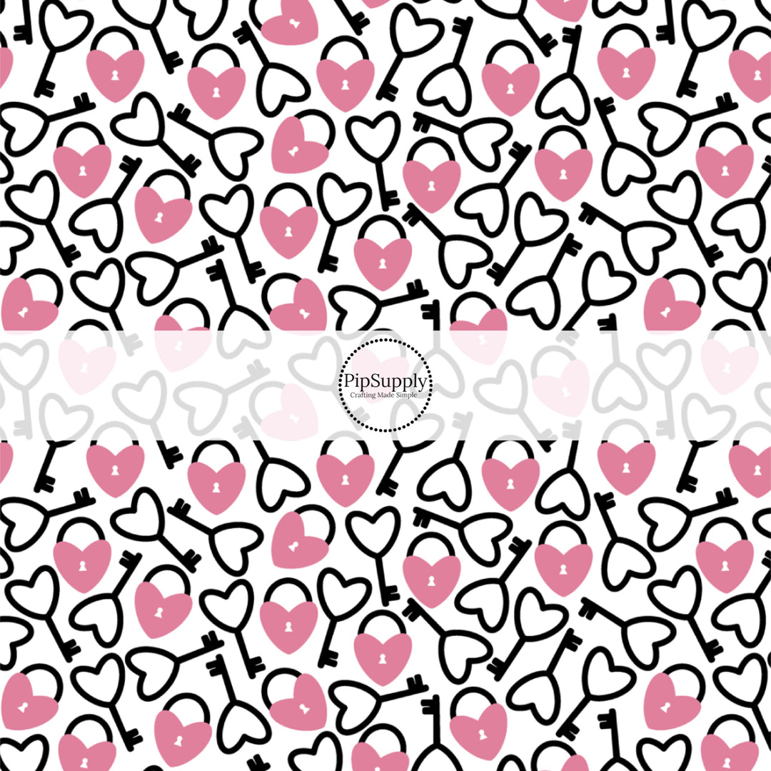 This holiday fabric by the yard features love locks. This festive pattern fabric can be used for all your sewing and crafting needs!