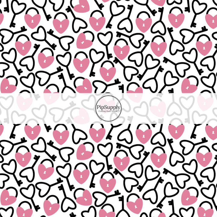 This holiday fabric by the yard features love locks. This festive pattern fabric can be used for all your sewing and crafting needs!