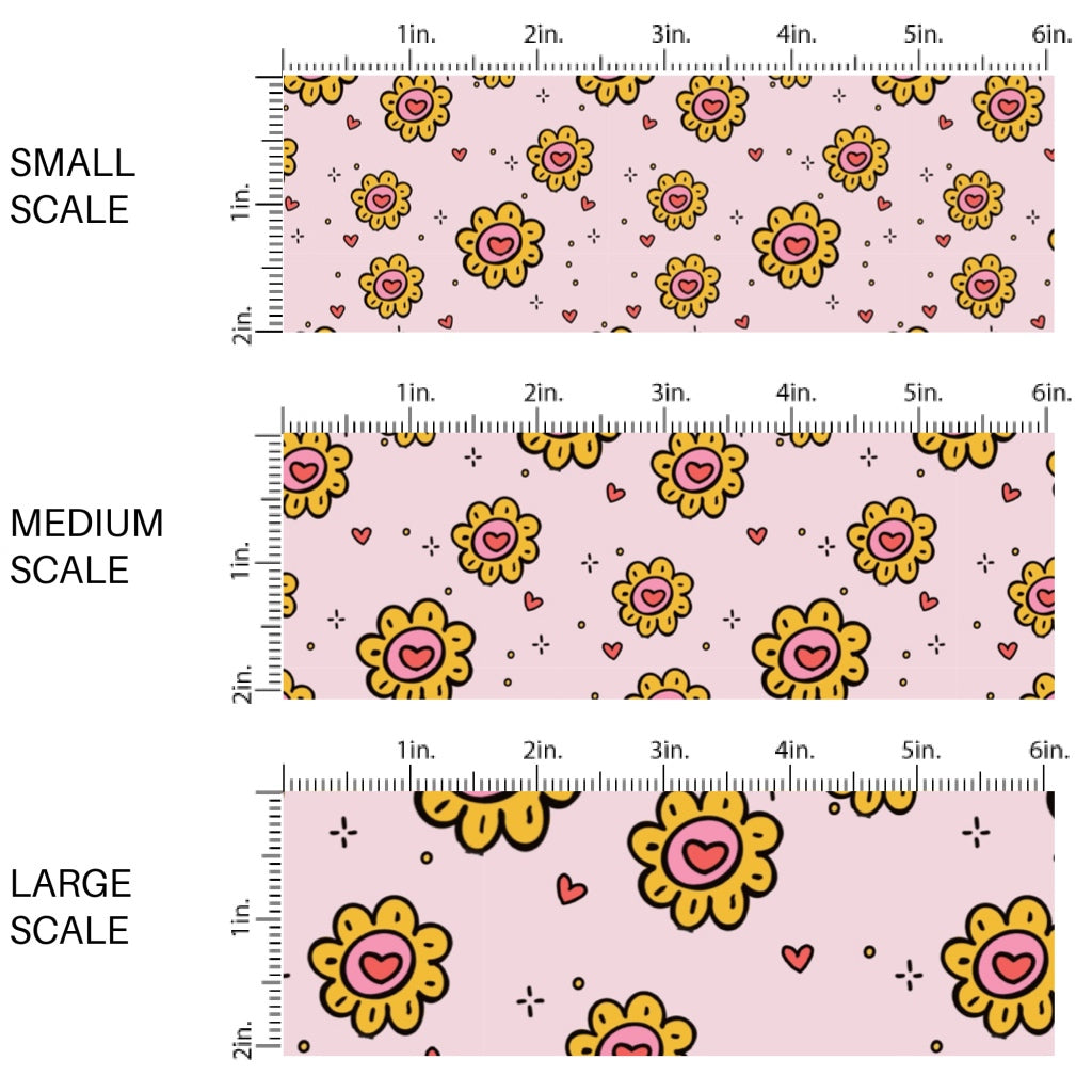 This holiday fabric by the yard features floral hearts. This festive pattern fabric can be used for all your sewing and crafting needs.