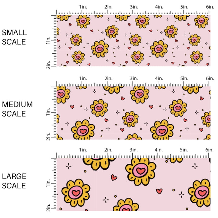 This holiday fabric by the yard features floral hearts. This festive pattern fabric can be used for all your sewing and crafting needs.