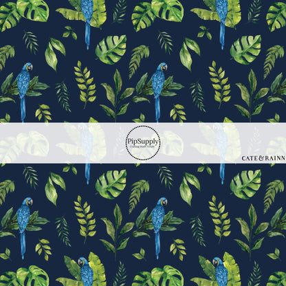 These jungle pattern fabric by the yard features tropical jungle macaw. This fun fabric can be used for all your sewing and crafting needs!