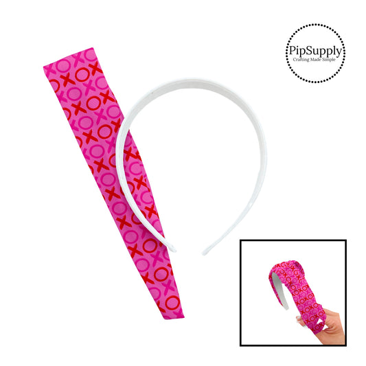 Multi pink xoxo on pink knotted headband kit