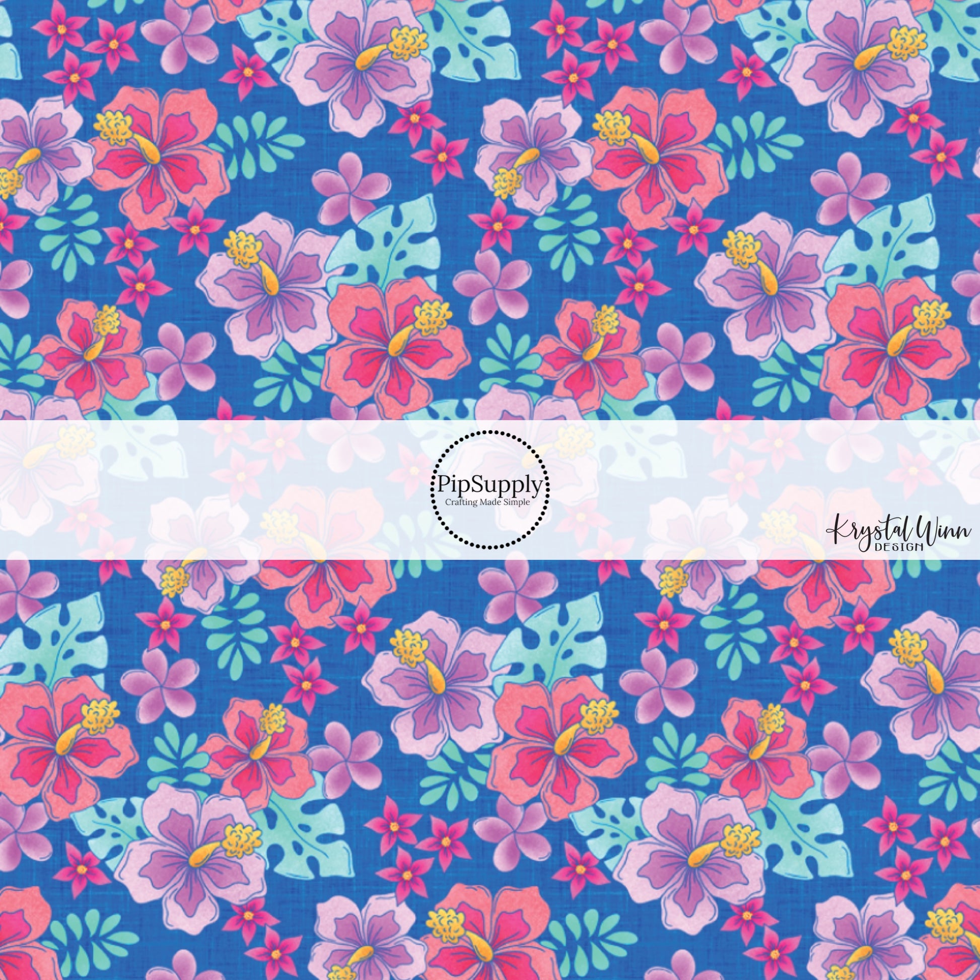 This summer fabric by the yard features multi colored tropical flowers. This fun summer themed fabric can be used for all your sewing and crafting needs!