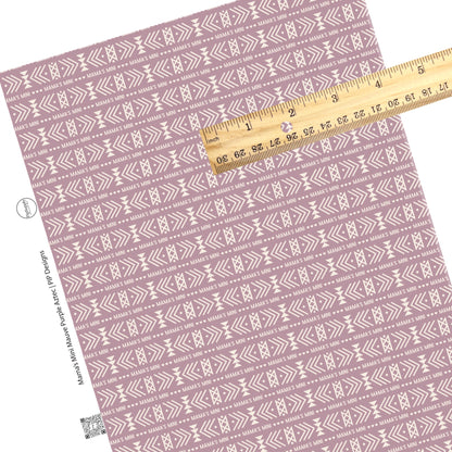 These aztec themed faux leather sheets contain the following design elements: mini mauve purple aztec pattern. Our CPSIA compliant faux leather sheets or rolls can be used for all types of crafting projects. The designer of this pattern is Hay Sis Hay. 