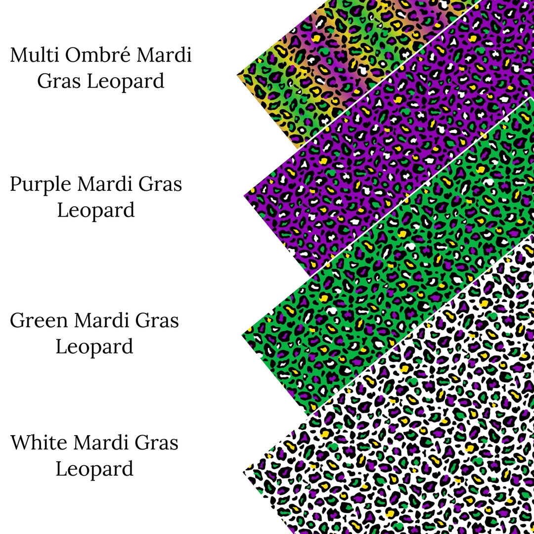 White Mardi Gras Leopard Faux Leather Sheets