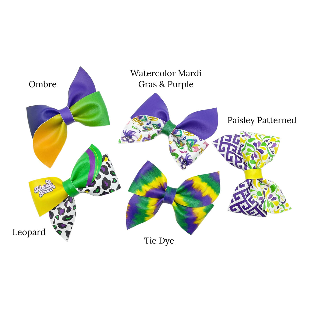 Mardi Gras Pinwheel Faux Leather DIY Hair Bows