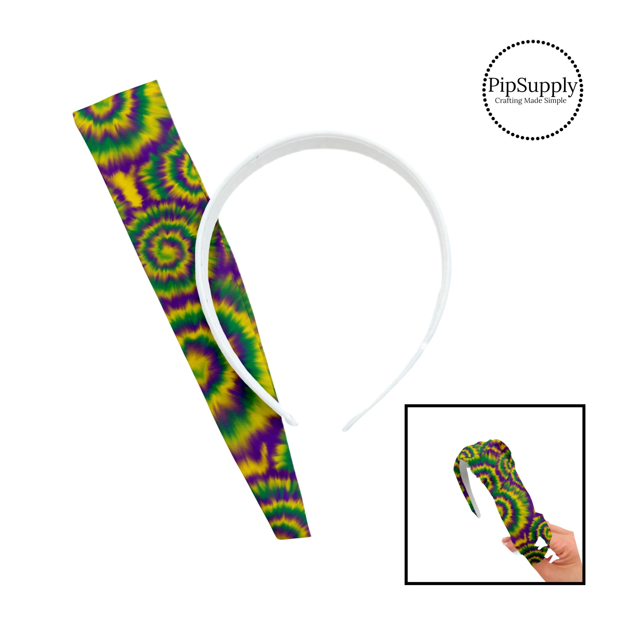 Mardi Gras Swirls Headband Kits - Mardi Gras Tie Dye Headband Kits