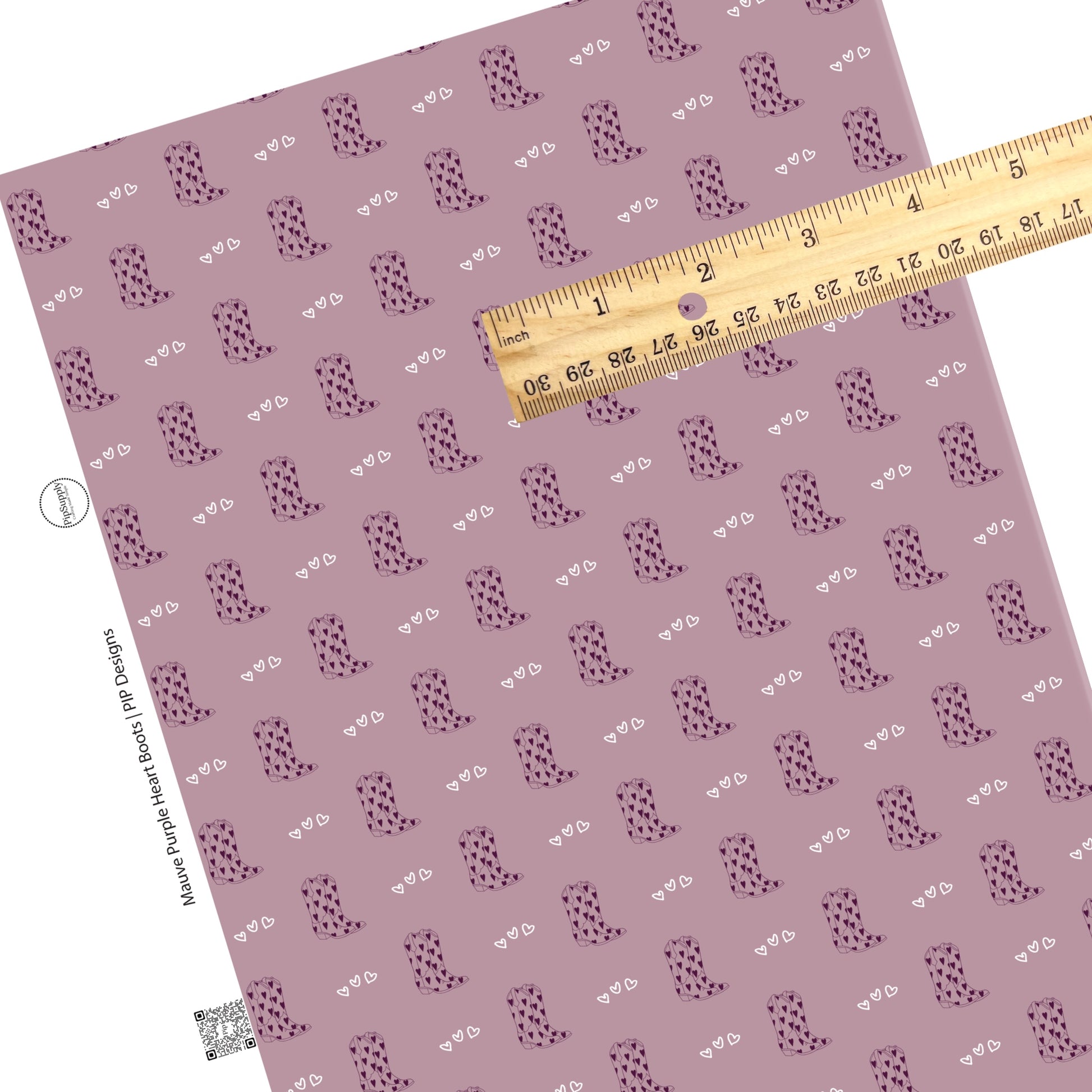 These western themed faux leather sheets contain the following design elements: cowgirl boots and tiny hearts on purple. Our CPSIA compliant faux leather sheets or rolls can be used for all types of crafting projects. The designer of this pattern is Hay Sis Hay. 