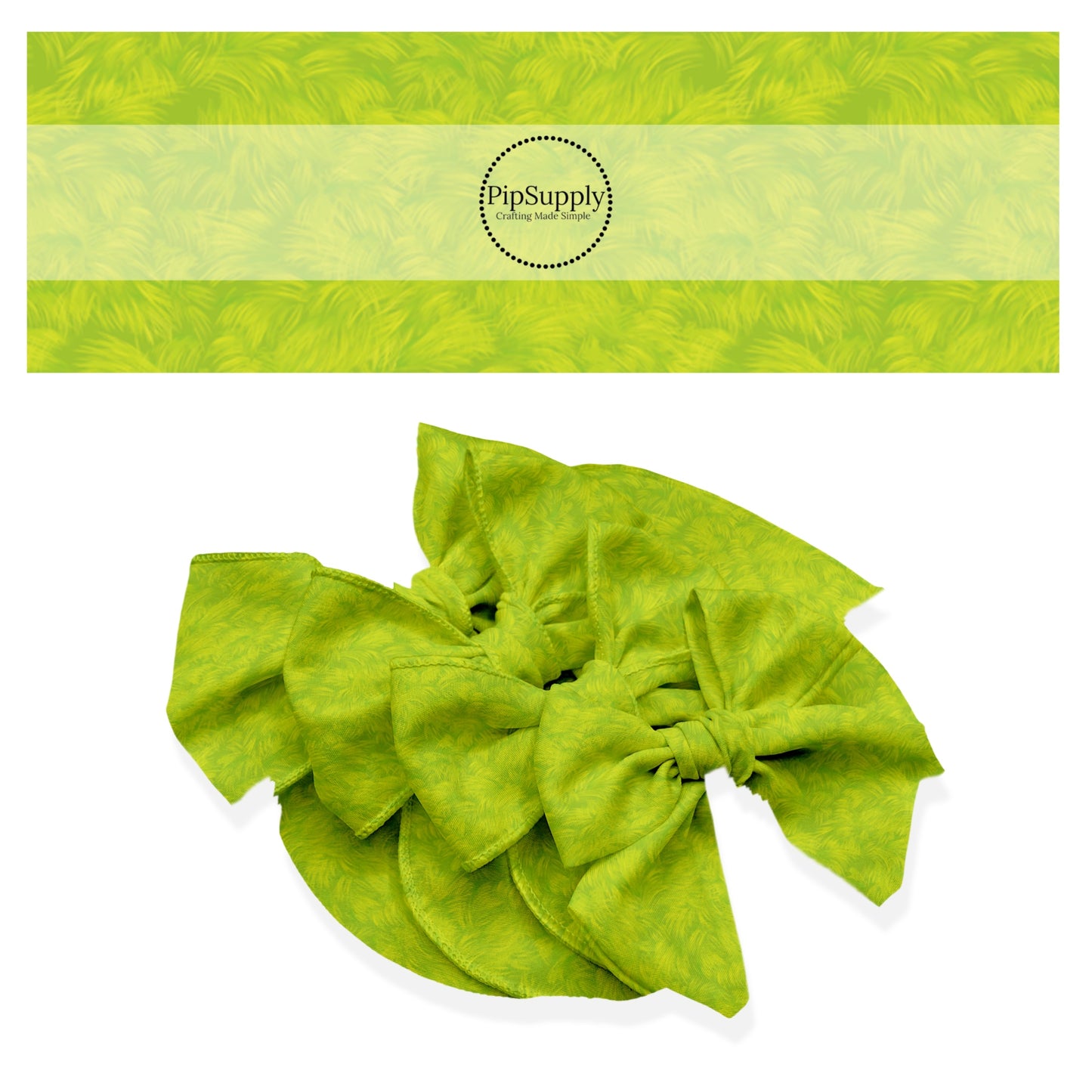 These Christmas themed no sew bow strips can be easily tied and attached to a clip for a finished hair bow. These fun patterned bow strips are great for personal use or to sell. These bow strips feature the following design elements: light green fur pattern.