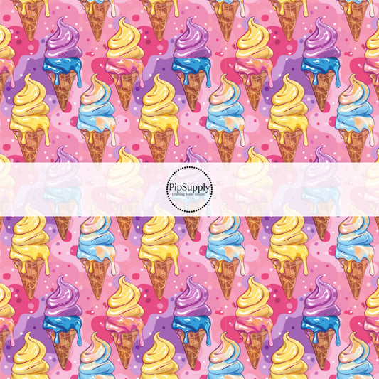 This ice cream fabric by the yard features ice cream cones on pink. This fun themed fabric can be used for all your sewing and crafting needs!