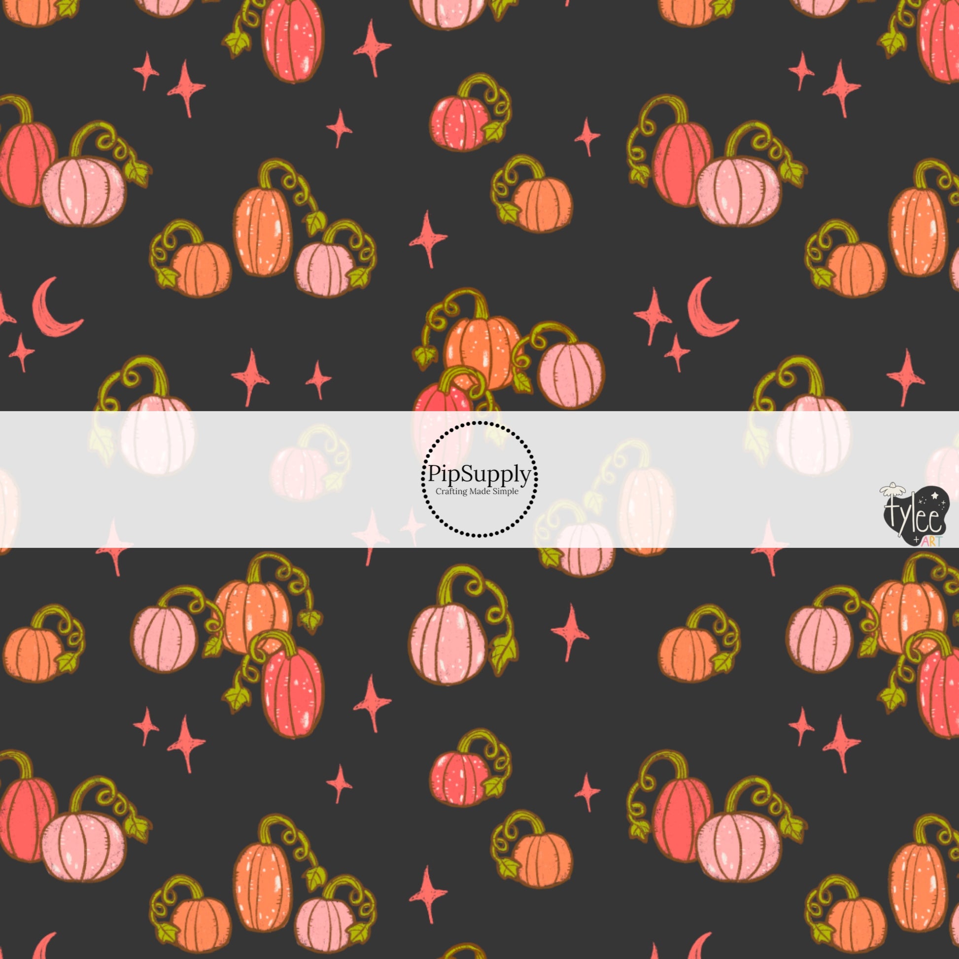 These Halloween themed pattern fabric by the yard features the following design elements: colorful pumpkins on black. This fun spooky themed fabric can be used for all your sewing and crafting needs!