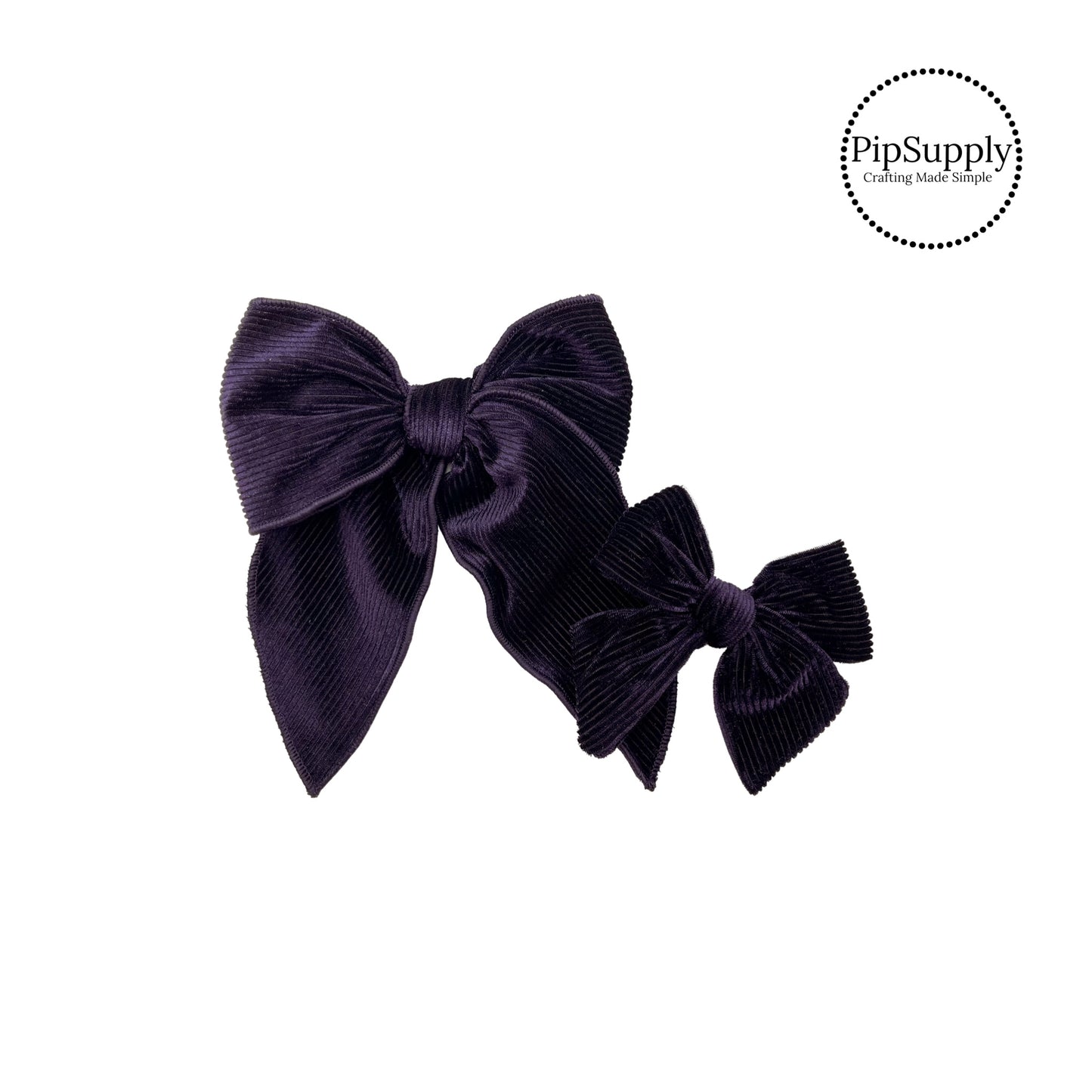 Midnight Purple Corduroy Velvet Double Sided Hair Bow Strips