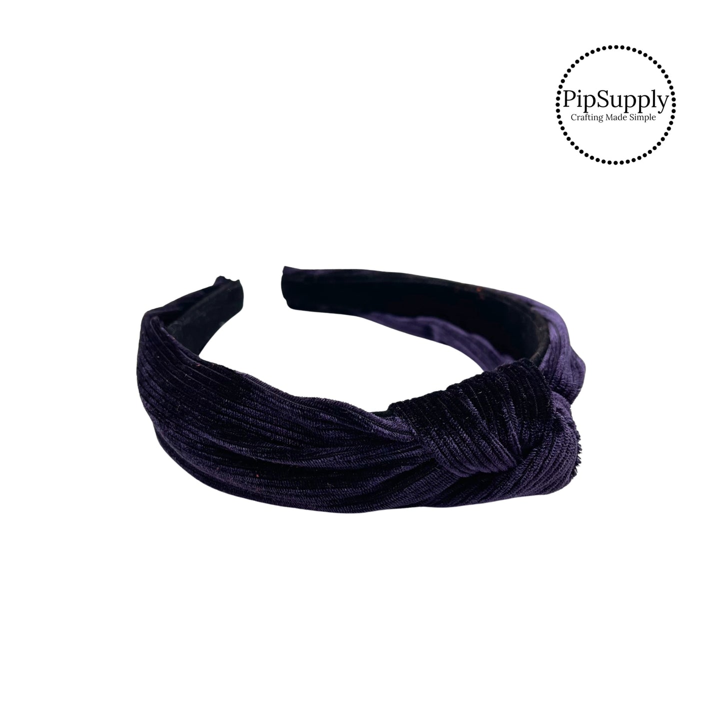 Midnight Purple Corduroy Velvet Knotted Headband