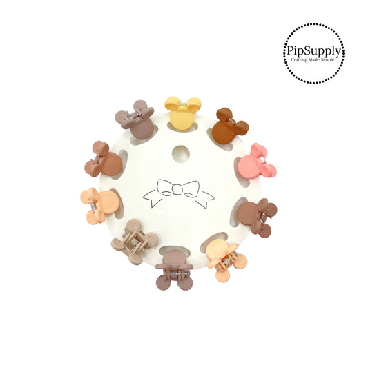 Tiny multi neutral mouse heads hair clips