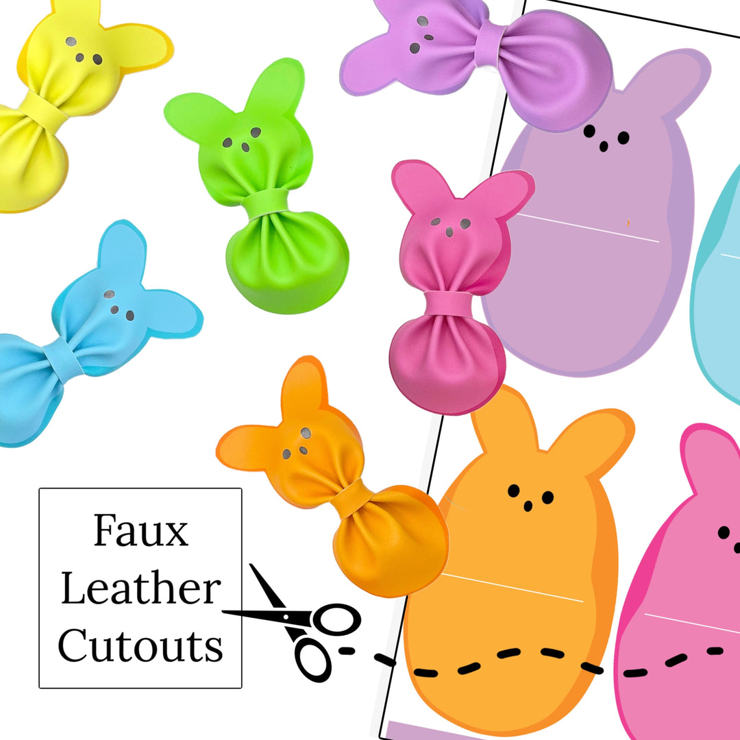 MINI Squish Bunnies PIGGIE Faux Leather DIY Hair Bows & Craft Cutouts