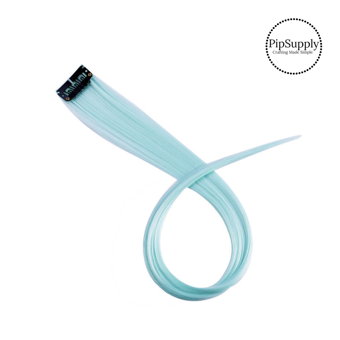 Solid mint blue hair clip extension