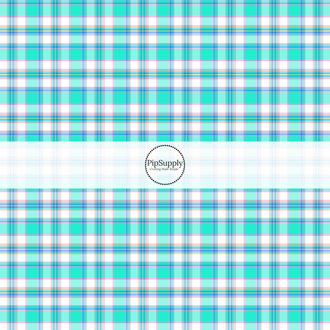 This spring fabric by the yard features mint spring tartan pattern. This fun pattern fabric can be used for all your sewing and crafting needs!