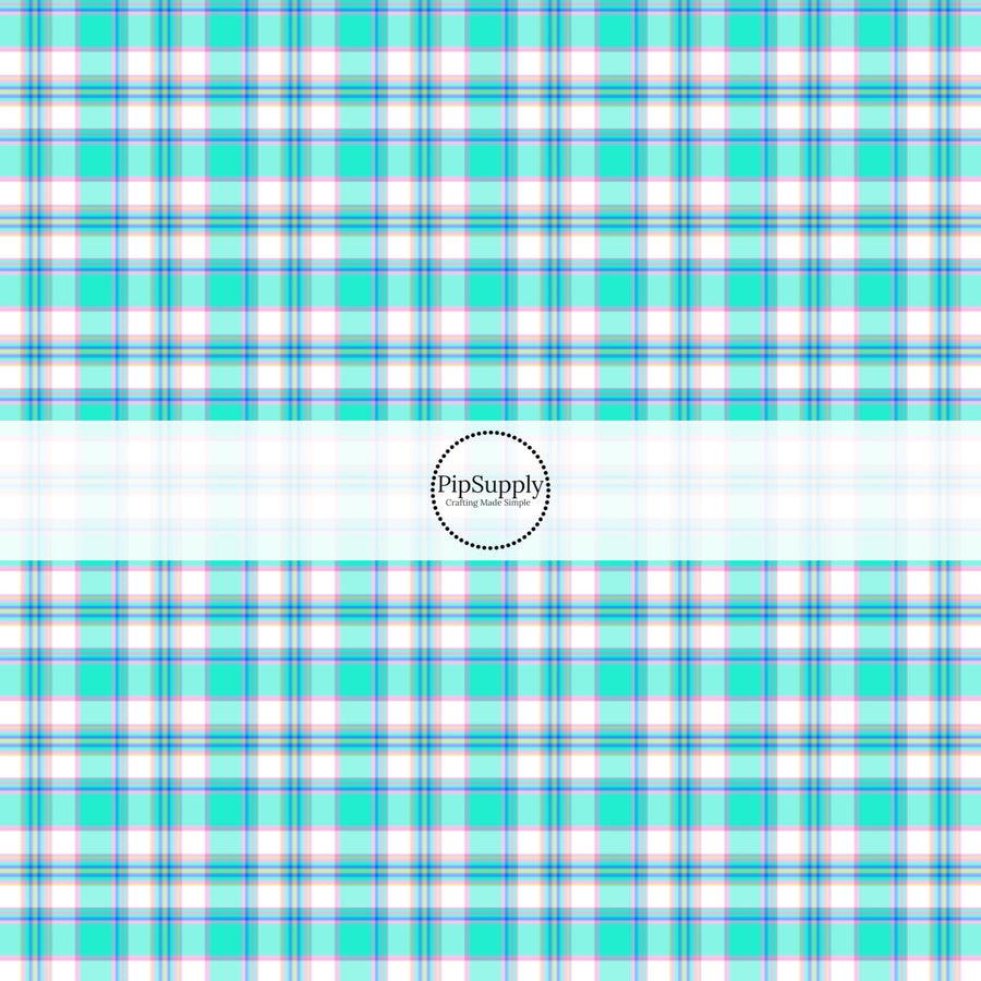 This spring fabric by the yard features mint spring tartan pattern. This fun pattern fabric can be used for all your sewing and crafting needs!