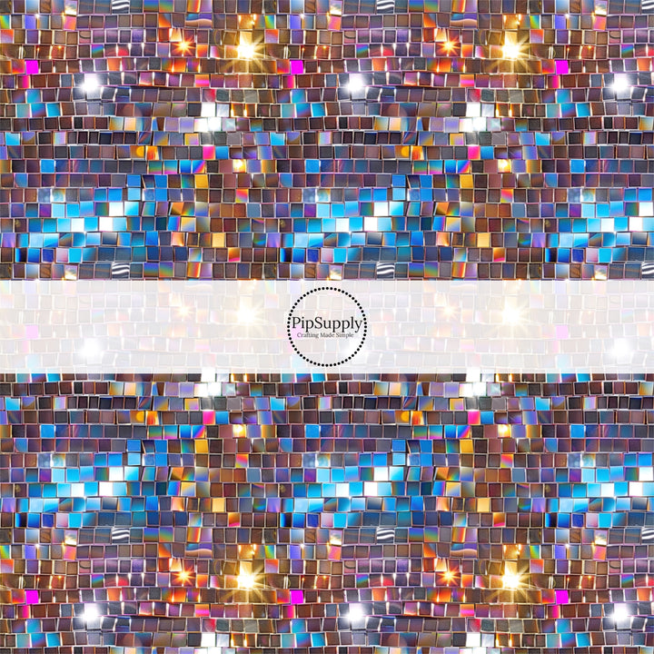 This celebration fabric by the yard features mirror disco ball pattern. This festive pattern fabric can be used for all your sewing and crafting needs!