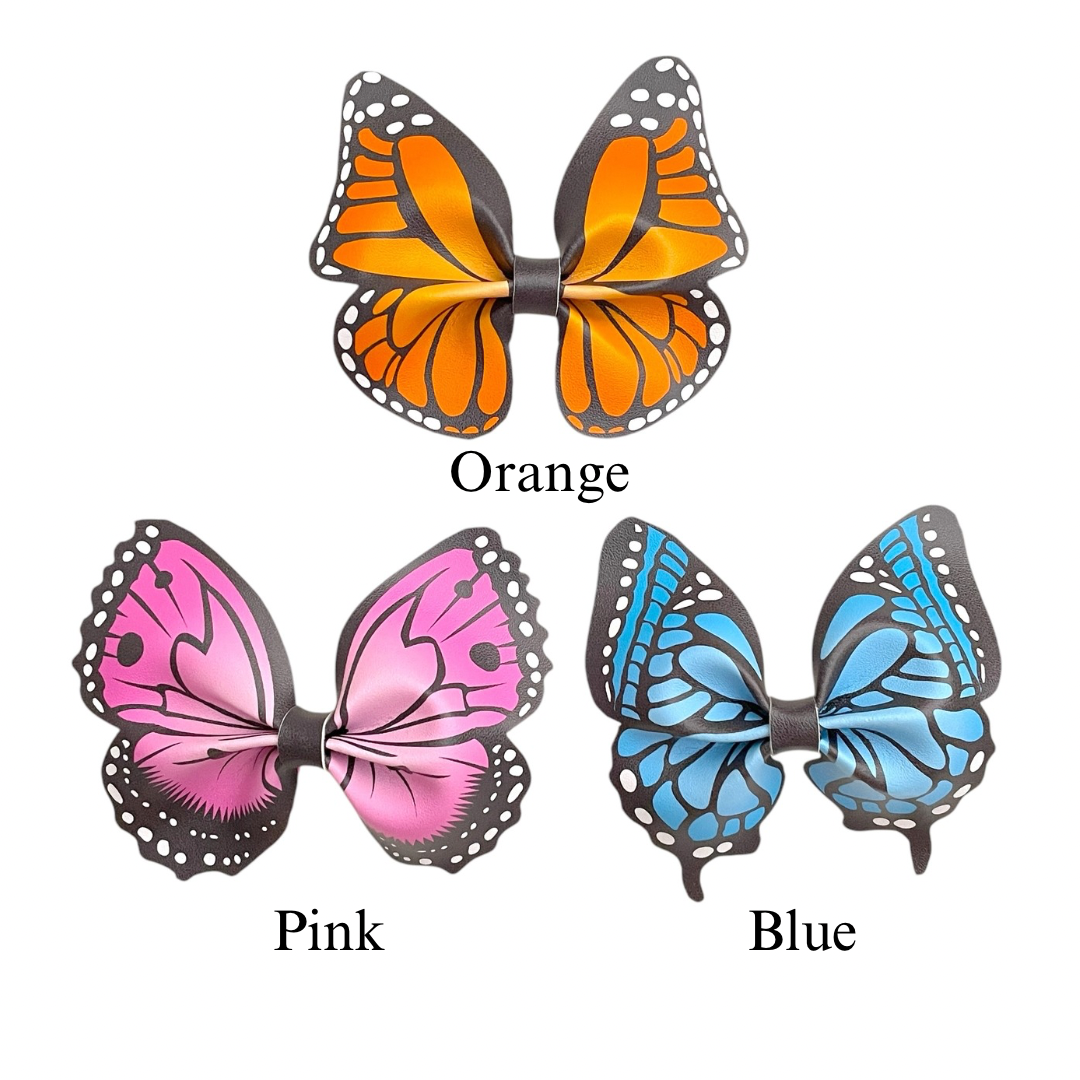 These spring butterfly themed faux leather bow cutouts are ready to cut and assemble for many craft projects. These patterned cutouts can be used to make a hair bow, headband, banner, photo props, scrapbook, party or classroom decorations, bulletin board trim or anything creative!