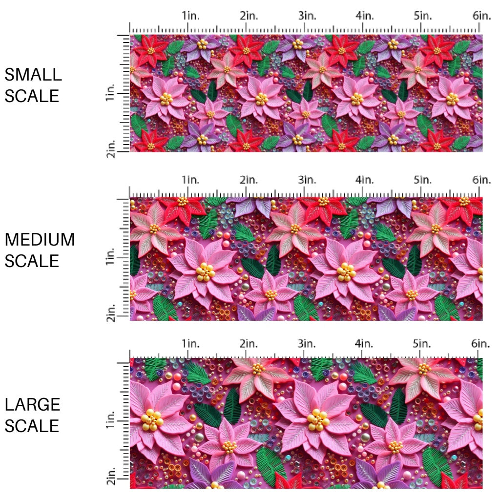 Multi Bright Poinsettia Fabric By The Yard