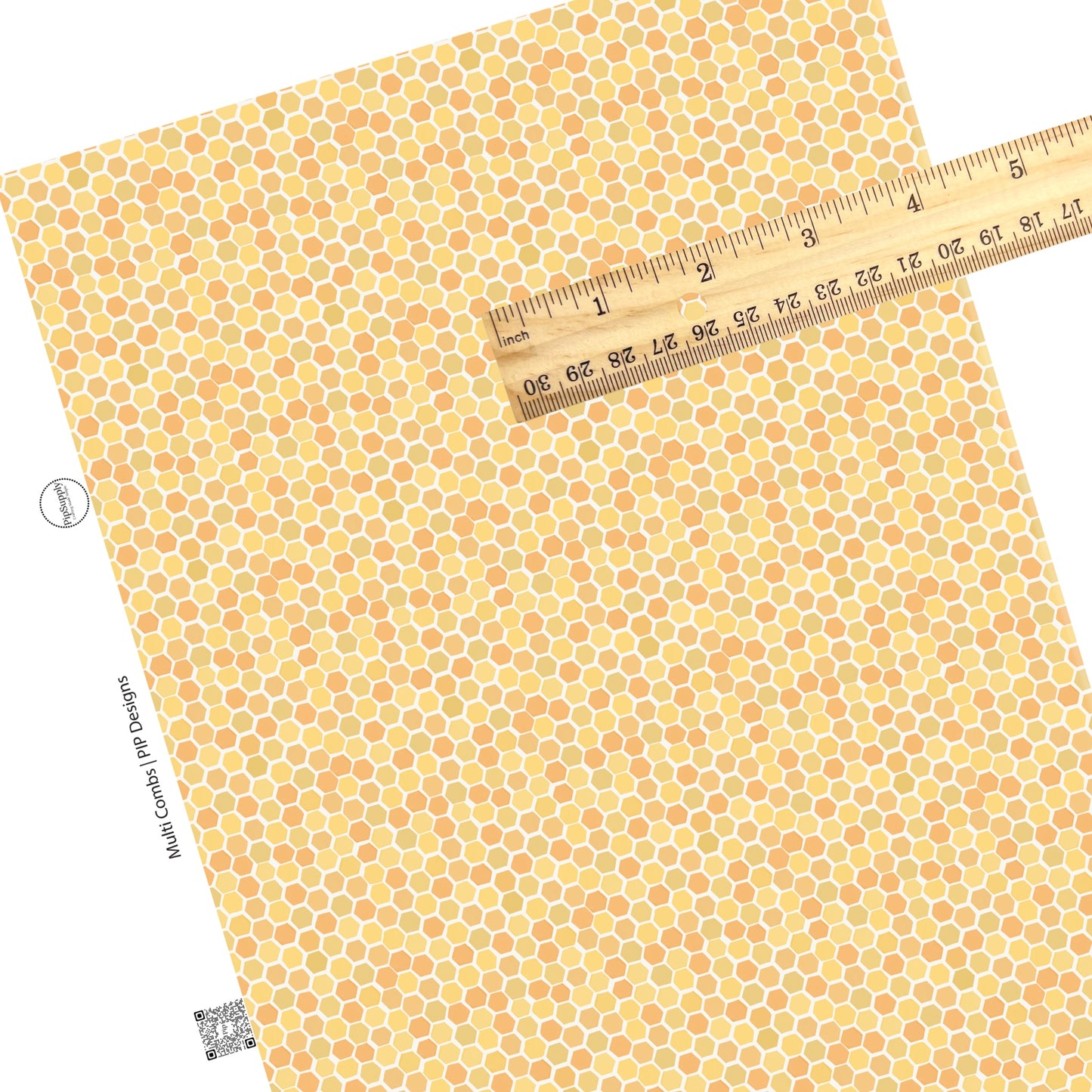 These spring honeycomb faux leather sheets contain the following design elements: yellow and cream honeycomb pattern. Our CPSIA compliant faux leather sheets or rolls can be used for all types of crafting projects. 