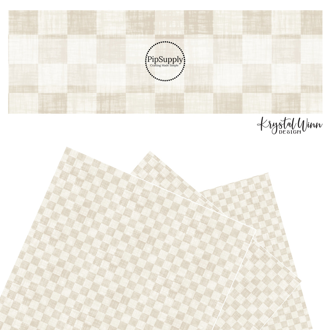 Distressed cream multi checker faux leather sheets