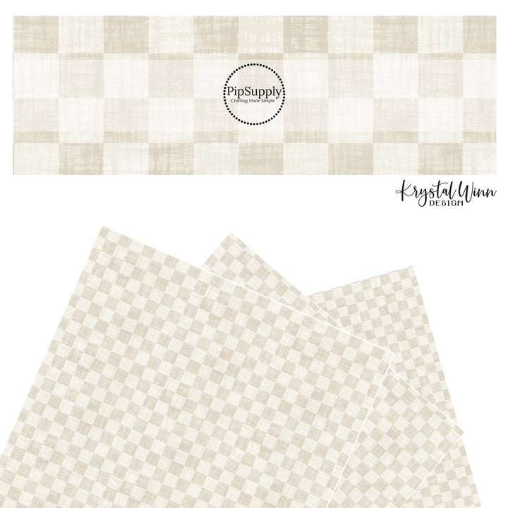 Distressed cream multi checker faux leather sheets