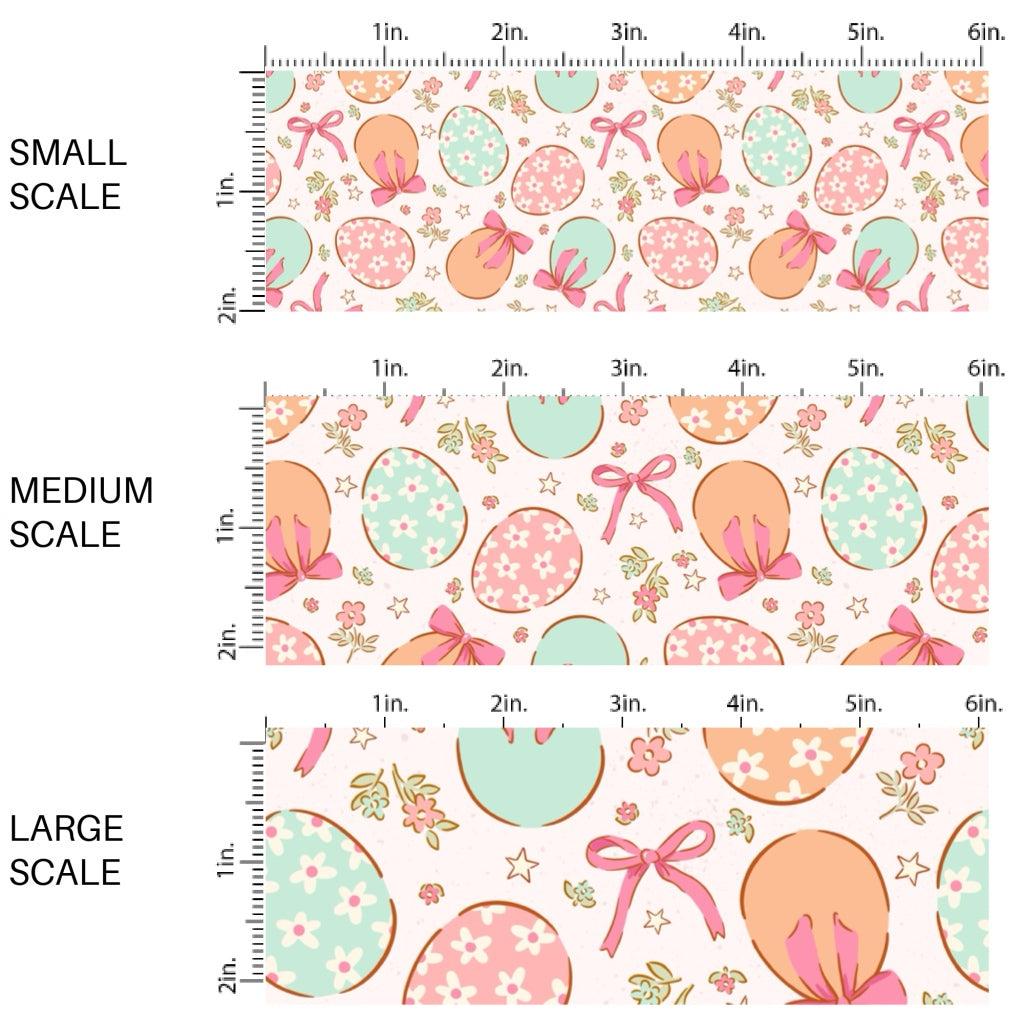 This Easter themed fabric by the yard features floral Easter eggs. This fun pattern fabric can be used for all your sewing and crafting needs!