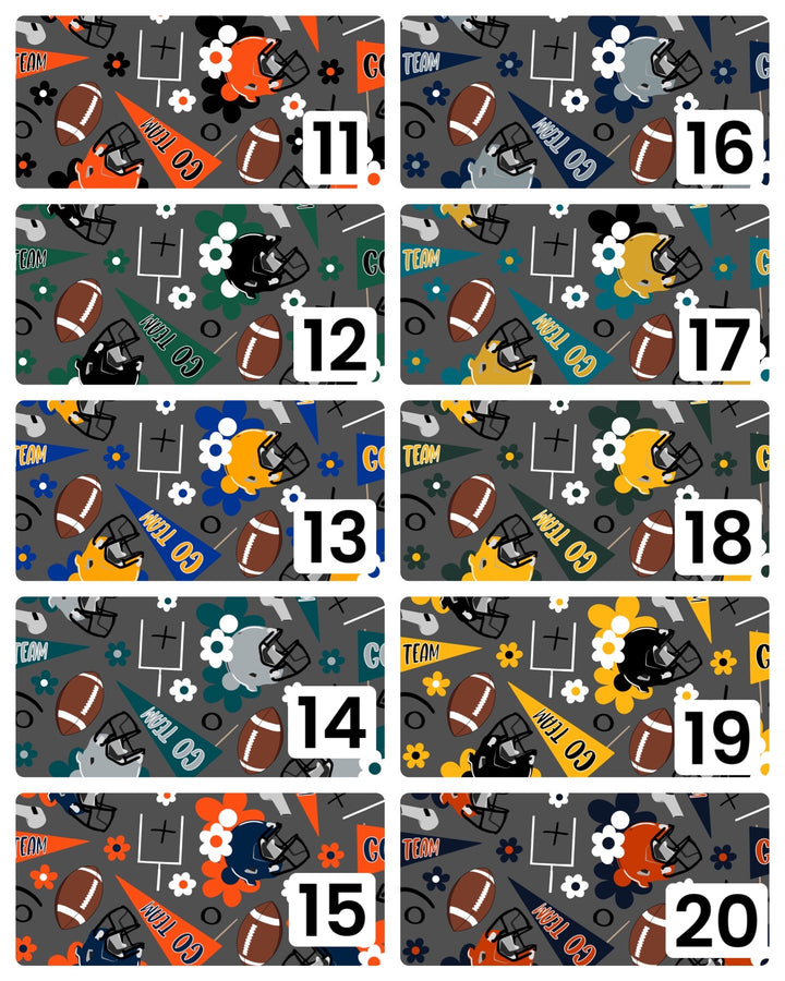 Floral Football Team Colors Faux Leather Sheets - 32 Combinations