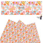 Red, pink, blue, green, orange, and white flowers on cream faux leather sheets